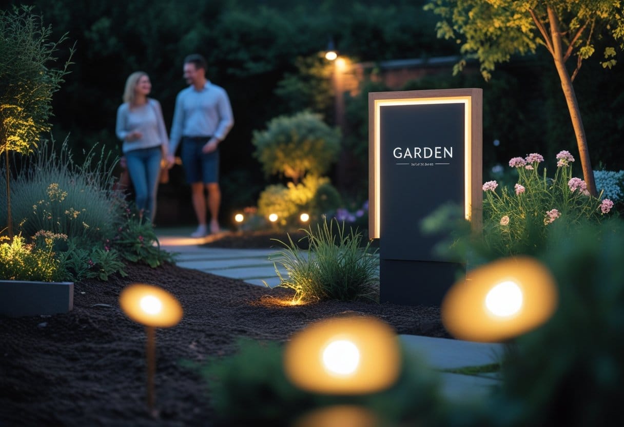 Sådan skaber du stemning i haven med nyt skilt og belysning